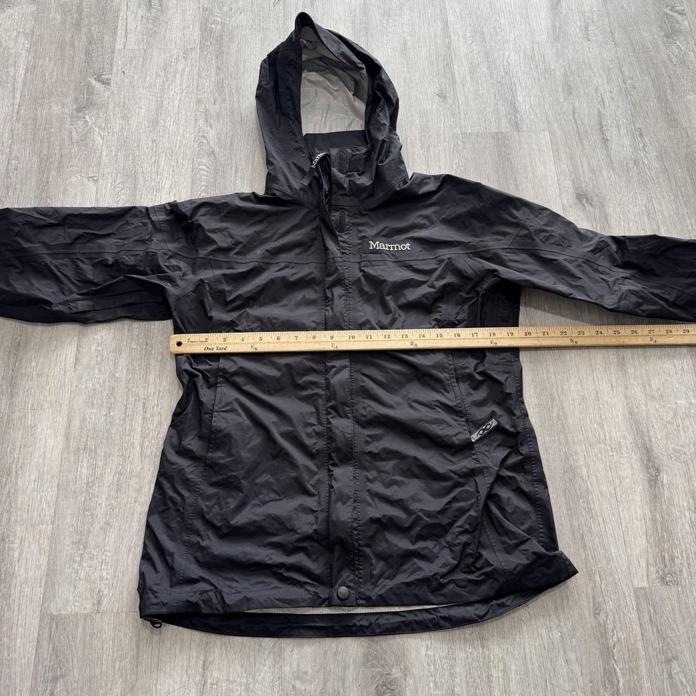 Marmot Jacket Womens Medium Black Hooded Rain Shell Waterproof Windbreaker Coat - Picture 3 of 6